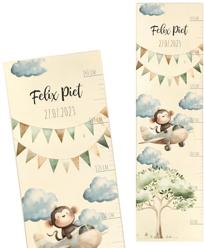 Geschenkfreude Messlatte Kinder personalsiert 80-140cm - mit Flugzeug | Dekoration für Kinderzimmer, personalisierte Messlatte Kinder Holz, tolles Kinder Geburt Kleinkinder