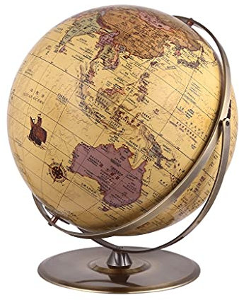 Geografischer Globus, Vintage-Globus, Durchmesser 16,5 Zoll/42 cm, großer Weltglobus mit Edelstahlkugel und Sockel, Schreibtischdekoration, Weltkugel-Geschenk