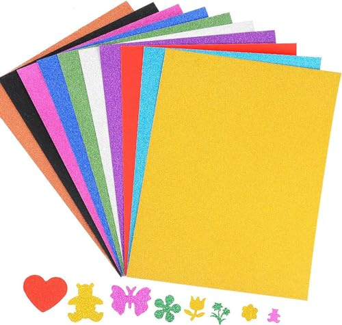Carta Glitterata A4 - 20 Fogli in 10 Colori, 250 g/m² per Fai Da Te, Compleanno, Album, Matrimonio, Creazione Di Biglietti