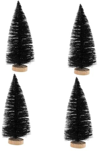 Ciieeo 4 Stück Kleiner schwarzer Weihnachtsbaum mini Tannenbaum künstlich künstlicher mini Christbaum Mini-Weihnachtsbaum aus künstlichem Kiefernholz Tisch-Weihnachtsbaum weihnachtsdeko
