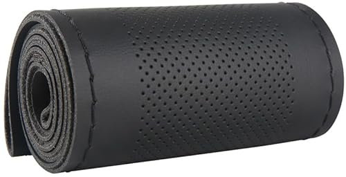 Wonvify Auto-Lenkradbezug aus weichem Leder, universeller Lenkradbezug 37–39 cm, Rutschfest, atmungsaktiv, Schwarz
