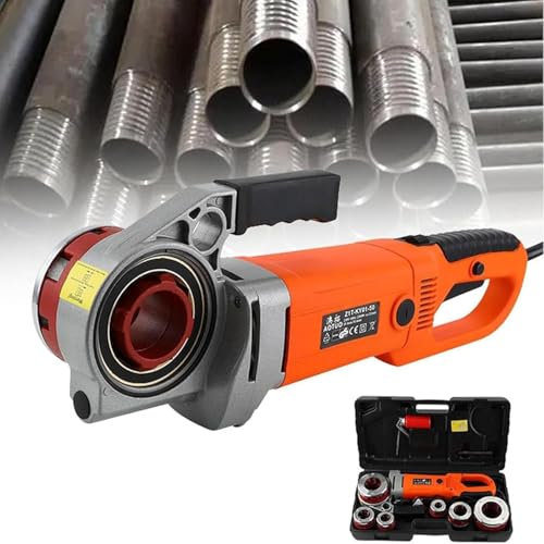 DPLXQPP Filettatrice Elettrica per Tubi,Kit Macchina Portatile Filettare Tubi Elettrici con 6 Filettatrici da 1/2 A 2 25r/Min,Adatta Tagliare Tubi Zincati,Tubi E Tubi in Ferro Pp,6heads