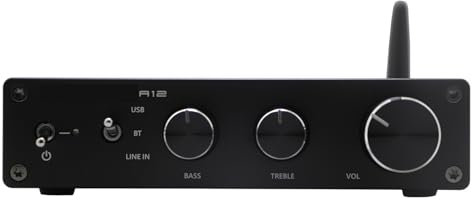STRAFBRG Amplificatore Stereo, A12 Audio Digtal HiFi Amplificatore di Potenza Sonora con Amplificatore Stereo di Classe D Alti e Bassi for Altoparlanti Home Theater BT5.0,Buona qualità Audio