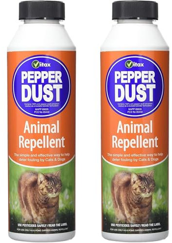 Vitax Natural Cat & Dog Repellent, Protects Gardens & Edible Crops, Sprinkle-On Solution for Fouling Prevention-Pepper Dust 225g Pack of 2