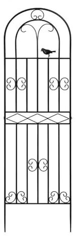 Traliccio da giardino per piante rampicanti, decorazione esterna per prato, giardino, cortile, grande graticcio in metallo per rose, viti, verdure, fiori, edera, uva, cetrioli, clematide, nero, 180 x