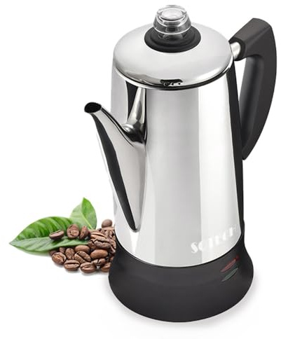 SOTECH Percolator Coffee Pot Electric Maker with Cool Touch Handle, Clear Brew Progress Knob(12 Cup)