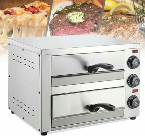 GFXYQPDNV Commercial Pizza Oven 12 inch Pizza Double Deck Electric Oven Multipurpose Toaster Bake Broiler Stainless Steel