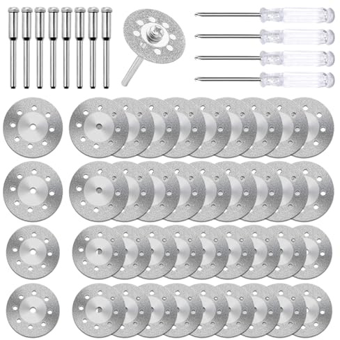 Pilikoll 40 Pezzi 22mm & 25mm Disco Diamantato di Taglio per Legno Vetro | con 8 Pezzi 3 mm Mandrino, 4 Pezzi Cacciavite,Disco da Taglio Ruota set,per Piastrelle Metallo Pietre Ferro,Mini Metallo Sega