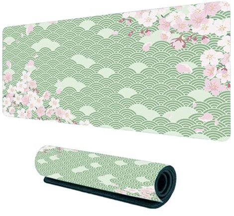 Gaming Mauspad XXL 800 x 300 mm, Rutschfeste Schreibtischunterlage für Büro, Schreibtischunterlage Mädchen, Sakura Maus Pad für PC, MacBook, Laptop (Grün 80 x 30 cm)