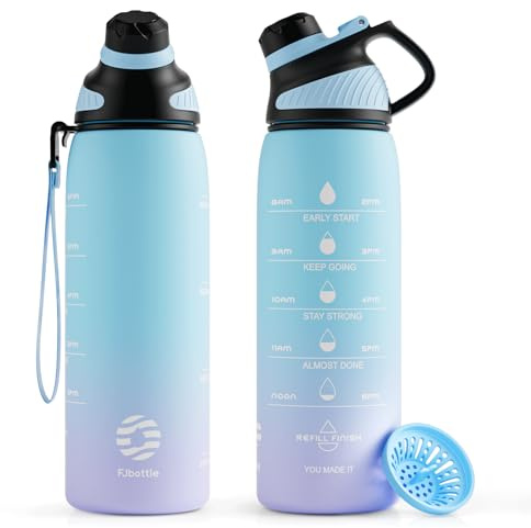 Fjbottle Borraccia sportiva con coperchio magnetico e tacche orarie, 710 ml e 1000 ml, atossica, priva di BPA ed ecologica, in plastica Tritan co-poliestere, senza BPA, per palestra, yoga, attività