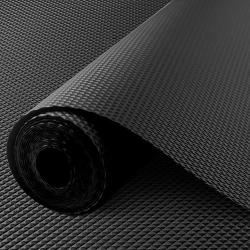 Hoplaep Schubladenmatte 50cmx300cm Schubladeneinlage Eva Schrankpapier Nicht Klebende Wasserfest Unterlage Teppich für Küchenschränke Regalschrank, Schwarz