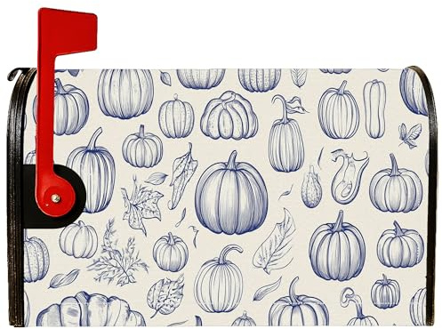 Magnetische Briefkastenabdeckungen, rustikaler Bauernhaus-Blätterkürbis-Herbst, cremefarben, für Garten, Terrasse, Dekoration, 53,3 x 65,5 cm