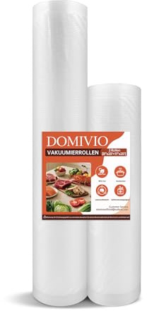 Rotoli di sacchetti per sottovuoto, confezione da 2 rotoli di dimensioni personalizzabili, senza BPA, testurizzati per alimenti, per sous vide, congelatore e preparazione dei pasti, compatibili con
