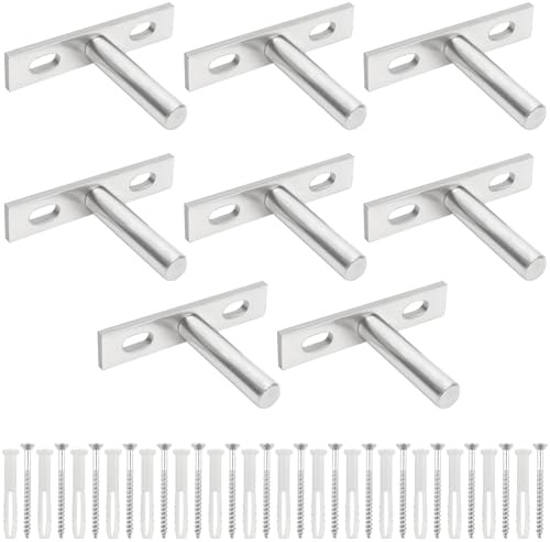 KingYH 8 pezzi 75 mm Supporto nascosto per mensola Argento Supporto per mensola per carichi pesanti Supporti sospesi per mensola con viti e tasselli per montaggio a parete Decorazione Armadio Mobili