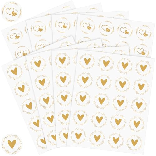 Alethron 160 Stück Sticker Herz, 3,2cm Aufkleber Herz Sticker Herzen Gold Aufkleber Herzaufkleber Selbstklebend Briefumschlag Herzsticker Umschlagaufkleber für Hochzeit Dekoration Postkarte Umschlag