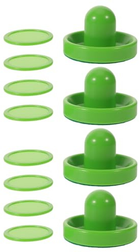 ABOOFAN 2 Juegos de Discos de Hockey de Aire para Mesa Empujadores de Plástico 96Mm Verde Claro 2 Unidades Discos Redondos 64Mm Verde Claro 4 Unidades y Almohadillas de Pelusa 2