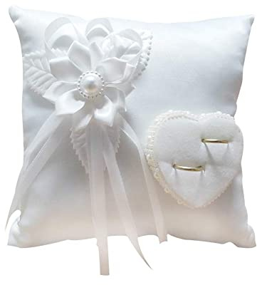 YilinkMart Hochzeit Ringkissen, 20x20cm Brautkissen Träger Kissen Ringschachtel Ringhalter, Heirat Paar Ring Halter Hochzeit Accessoires Für Eheringe Ringe