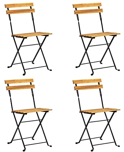 Nqyjm Gartenmöbel-Set, klappbar, 5-teilig, Massivholz, Akazie, Gartenmöbel mit Tisch und Stühlen, für Terrasse, Hof
