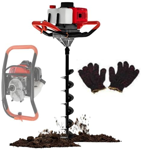 Quixnova 999CC Auger Post Hole Digger, 4-Stroke Professional Drilling Machine Cordless Earth Auger Digger Gasoline Garden Fence Plant Soil Digging Tool with 4/6/8/10/12/15/20/25/30cm Drill Bits 30cm