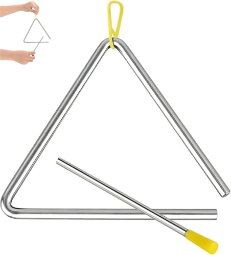 YSTrillion Triangle Musical Percussion Instrument Set,6-Inch Hand Triangle Percussion Instrument with Hanging Loop for Concerts Musical Performances