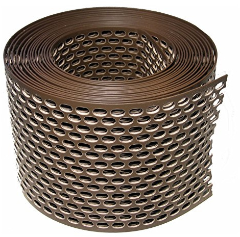 Premium Traufgitter & Vogelschutzgitter aus Hart-PVC – UV-stabilisiert & Witterungsbeständig – Lüftungsband für Dach-Traufe & Fassade – Schutz vor Vögeln & Laub - 50 mm braun/Rolle a 5 lfm
