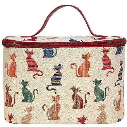 Signare Gobelin-Kulturbeutel, Make-up-Tasche für Damen, mit Gartenblumen und Kreaturen