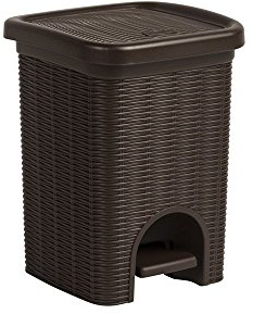 Kreher Pattumiera a pedale in rattan con inserto rimovibile e 6 litri di volume in piacevole marrone, per il bagno, la cucina o l'ufficio