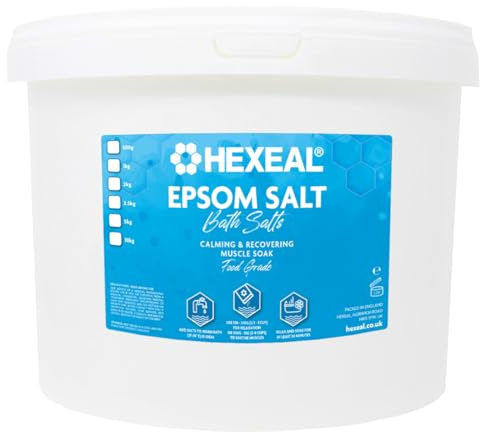 Hexeal Epsom Salt 10kg – 10kg Bucket of Food Grade Magnesium Sulphate for Bathing, Gardening & Household Use – Suitable for Personal Care, Soil Enrichment, and More