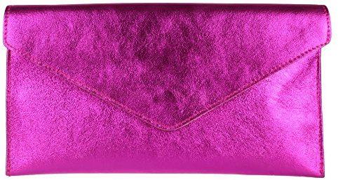 Girly Handbags Femmes authentique d'embrayage en cuir métallique italien