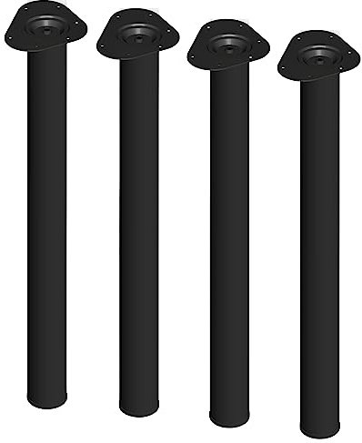 Element System 4 Stück Stahlrohrfüße rund, Tischbeine, Möbelfüße inklusive Anschraubplatte, Länge 70 cm, Durchmesser 60 mm, 4 Farben, 6 Abmessungen, schwarz, 11102-00033