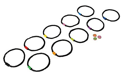 BS Toys Hüpfspiel - 10 Ringe, 3 Wurfchips, Lieblingsparcours bauen - Aufbewahrung inklusive - Für aktive Kinder ab 3 Jahren