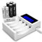 Bonai - Cargador de Pilas Recargables rápido (AA/AAA, 4 Ranuras LCD,, con 4 Pilas Recargables AA 2800 mAh, Ni-MH y 4 Pilas Recargables AAA 1100 mAh)