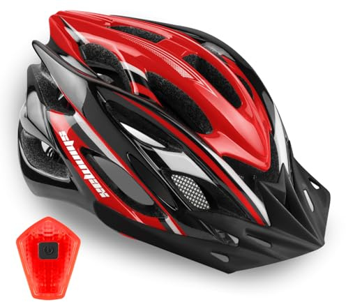 Bike Helmet Men Women, Shinmax Bicycle Helmet with Rear Light and Detachable Sun Visor Backpack,Lightweight Mountain Bike Helmet Size Adjustable Cycling Helmet for Adults Youth Road Bike Helmet
