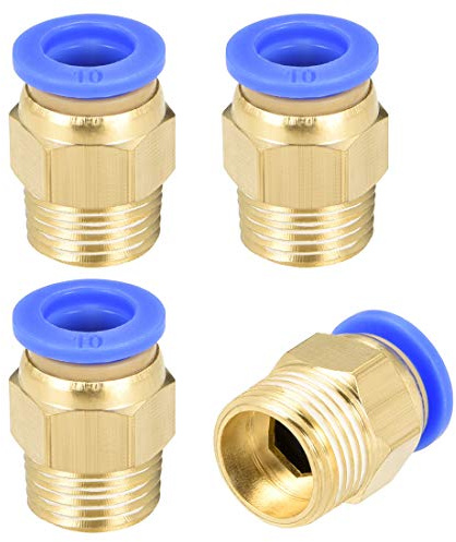 sourcing map 4 Piezas Conector Manguera Empuje Racor Neumatico Recto | Tubo de 10mm Diámetro Exterior x G3/8 Macho, Adaptador Manguera Tubo, Enchufe Rapido Neumatico