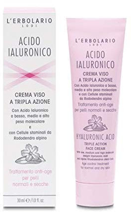 L'Erbolario Crema Viso per Pelli Normali e Secche Acido Ialuronico Trattamento Giorno anti-age con Acido Ialuronico a tre pesi molecolari 30 ml
