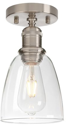 Yosoan Loft Bar Glass Ceiling Light, Indoor Pendant Light Fitting | Clear Glass shade, for Kitchen island Living Room Bedroom Dining Room Bathroom