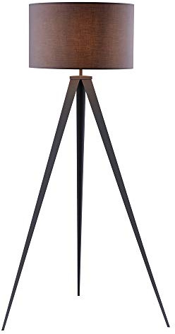Versanora Romanza - Lampadaire trépied gris avec abat-jour gris | ABAT-JOUR EN TISSU TEXTURÉ