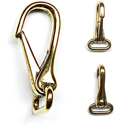 Nbrand JA Horse - Trensenhaken Zügelsnap Snaps Karabinerhaken Trensenkarabiner Scherenkarabinerhaken Pferd Druckguss vernickelt Brass (2 Stück, Brass Gold)