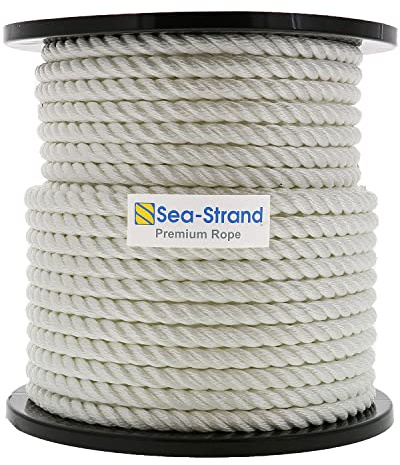 1/2 x 400' Reel, 3-Strand Nylon Rope | Durable, Abrasion Resistant | Utility Rope for Lifting, Hoisting, Pulleys, Winches, Dock Lines, Boating Applications