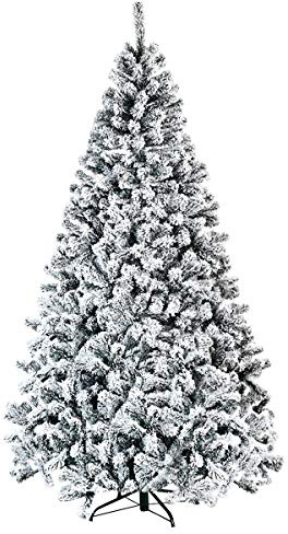 GIANTEX Weihnachtsbaum mit Schnee, Künstlicher Weihnachtsbaum 230 cm, Tannenbaum Künstlich mit Metallständer & PVC Nadeln, Klappsystem, Christbaum künstlich wie echt, Kunstbaum Dekobaum Weihnachten