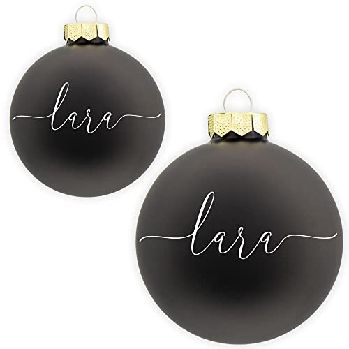 Coverlounge Christbaumkugel personaliert aus Glas | Weihnachtskugel mit Name| Ø 6cm oder 8cm in Schwarz (Matt) | für Weihnachten