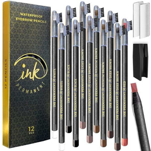Ink Permanent Augenbrauen-Peel-Off-Stifte 12-teilig wasserfest PMU