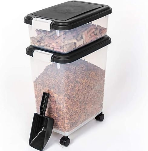 Yorkshire Homeware Storage Containers – 3Pcs Set Plastic Food Storage Containers –Dispenser Food Easy to Use – Ideal for Pet, Dog, Cats Food Black