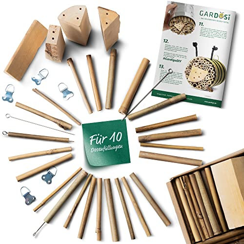 Gardigo® Insektenhotel Baukasten für Kinder - Gardosi - Für 10 Dosen | Bastelspaß zum Kindergeburtstag | Bienenhotel selbst bauen | Wiederverwertung von Alltagsgegenständen | Füllmaterial