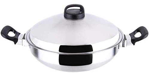 ZAANU Freidoras, Sartén Hierro con Tapa Utensilios de Cocina anodizados antiadherentes binaurales Olla frita de Uso General, Acero Inoxidable 430 Ollas y sartenes (Tamaño: 430 Acero INOX