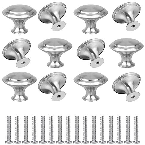 YSDMY 12 pièces Argent Tiroir de Porte Poignée Boutons de porte ronds en forme de champignon Alliage de Zinc Bouton Porte Poignées rondes en acier inoxydable pour Aux Armoires, Chambre d'enfant
