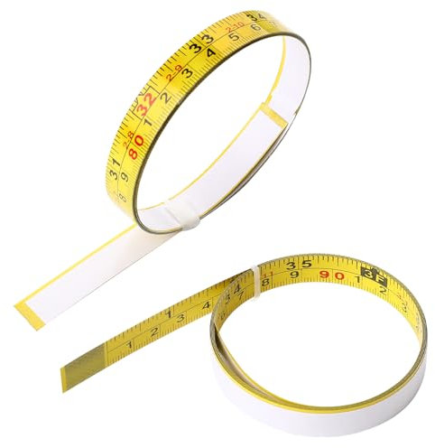 39 Inch Self-Adhesive Measure Tape, 2 Pack Left to Right Metal Measuring Tape with Adhesive Backing Sticky Measure Tape Double Scale Workbench Ruler for Woodworking,Saw,Drafting Table (Yellow)