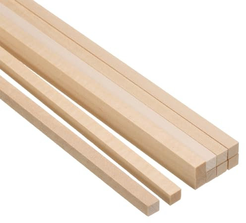 PATIKIL 1/4 Inch Dowel Rods Wood Sticks, 10 Pcs 12 Inch Long Square Wooden Dowels Unfinished Hardwood Sticks for Craft DIY Supplies