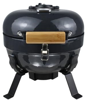 12 Inch Portable Mini/Small Ceramic Charcoal BBQ Grill with Folding Legs for Outdoor Cooking Barbecue Camping BBQ, Gift for Mother’s/Father‘s Day Valentine Christmas-Grey
