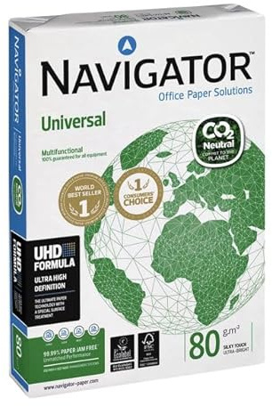 Kopierpapier Navigator universal c02 a4 80gr weiß | Pack a 500 Blatt | 5 Stück